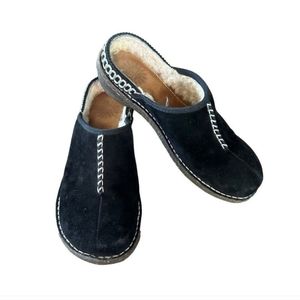 UGG Kohala Black Suede Slip On Sheepskin Shearling Lined Mule Clogs Size 7